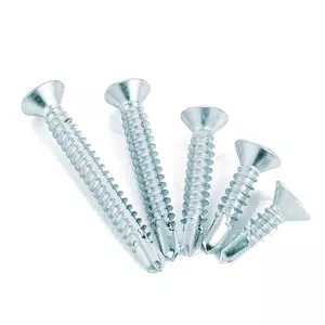 برغي ذاتي الحفر برأس فيليبس مسطح من الفولاذ الكربوني ومطلي بالزنك CR3 